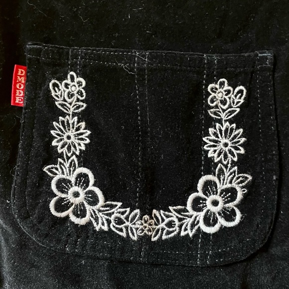 1990’s Vintage Black Velvet Embroidered Overalls Size S - Picture 2 of 6